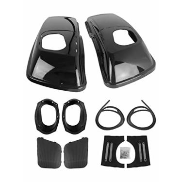 Imagem de SWESGI Tampas de alto-falante pretas vívidas de 15 x 23 cm estilo CVO para Harley Touring Saddlebags Road King, Road Glide, Street Glide, Ultra Limited, Electra Glide Standard