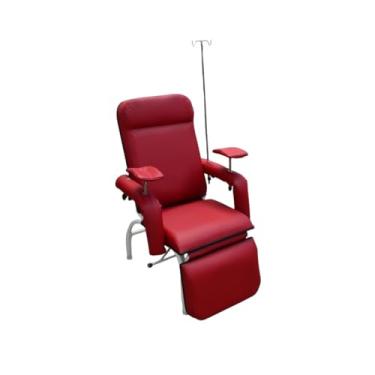 Imagem de Poltrona Luxo Hospitalar Reclinável Simultânea Coleta Com Suporte de Soro Vermelha