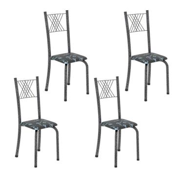 Imagem de Cadeiras para Sala de Jantar 4 Unidades Sara Preto / Prata