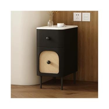 Imagem de Mesa De Cabeceira Estreita Moderna Com Gavetas, De Com Pernas De Para Sofá De Quarto, Dormitório, Espaços Pequenos(Black,11x15x20in)