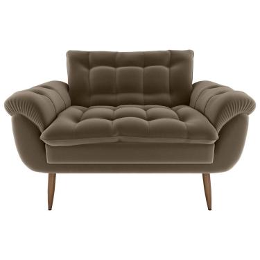 Imagem de Sofá 2 Lugares Pequeno 1,25 Pés Em Madeira Maciça Xangai Veludo Capuccino Matrix Veludo Capuccino