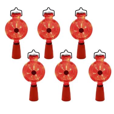 Imagem de Sinalizador Viario Solar Cone Sinalizaçao Kit 6 Uni Automatico Estrada Rodovia Rua Obra Pista Chuva Iluminaçao LED Segurança