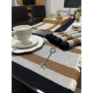 Imagem de Conjunto de 7 peças de corrida de mesa de algodão com 6 almofadas e 1 trilho de mesa perfeito para jantares e reuniões de família(JGAM19)