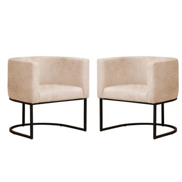 Imagem de Kit 2 Poltronas Reforçada Decorativa Sala Gabriela Base Ferro Preta Suede