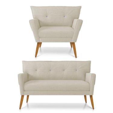 Imagem de Kit Namoradeira E Poltrona Anitta Linho D'rossi A19 Bege - DROSSI