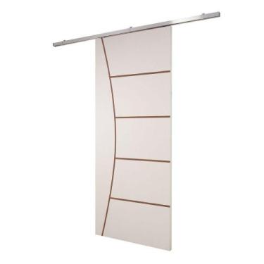Imagem de Porta De Correr Branco Prime Frisada Kit Alumínio F10 - 210x70 - Vanin