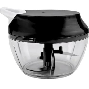 Imagem de Miniprocessador Manual de Alimentos 3 Lâminas Inox – Tritura Cebola, Alho, Frutas, Ervas – Compacto e Portátil – Design Minimalista (Preto)