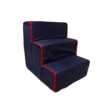 Imagem de de Espuma Pet com Degraus para cachorro Rampa Espuma Reforçada e bem Acabada (Azul Marinho)