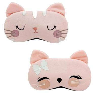 Imagem de Kit 2 Máscaras de Dormir Relaxante para os Olhos com Gel para Compressa Fria e Quente (Rosa Lacinho + Rosa Cabelinho)