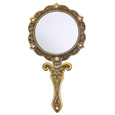 Imagem de Espelho De Mão Espelho Cosmético Espelho Vintage De Mão Espelho De Maquiagem Antigo Espelhos Cosméticos De Viagem Maquiagem De Mão Liga De Zinco Mulheres Espelho Antigo Clássico