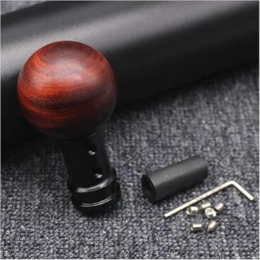 Imagem de Maçaneta De Mudança De Marcha De Madeira Universal Manual Redonda De Madeira Com 3 Adaptadores Substituição Da Cabeça Da Manopla De Nível De Mudança Para A Maioria Dos Veículo, F Black