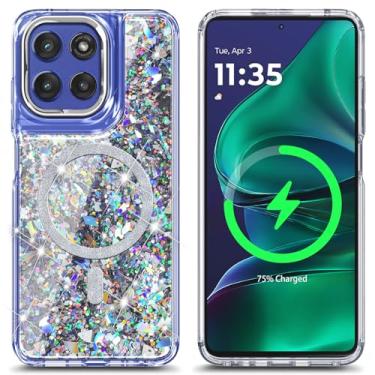 Imagem de YZB Capa projetada para Motorola Moto G-Stylus-2025, magnética compatível com MagSafe, capa fofa brilhante com glitter, proteção contra quedas e arranhões de nível militar para mulheres, meninas e