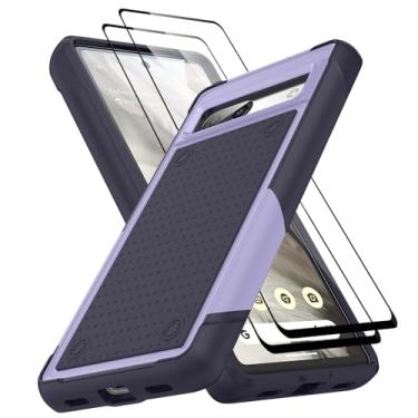 Imagem de Jeylly Capa para celular Google Pixel 7a, capa Pixel 7a e 2 peças de protetor de tela, [proteção contra quedas de grau militar] Capa protetora de corpo inteiro à prova de choque para Google Pixel 7a, roxo