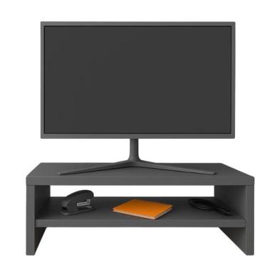 Imagem de Suporte Monitor Madeira 40cm Duplo TV Pc Gamer Escritorio Recepção Con