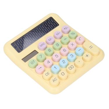 Imagem de Naroote Calculadora de Desktop, Calculadora Leve de 12 Dígitos Com Bateria Solar, Grandes Chaves Redondas, de Energia Dupla para Crianças para a Escola (Amarelo)