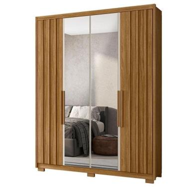 Imagem de Guarda Roupa Solteiro Califórnia 4 Portas Freijó Off White Com Espelho - Moval