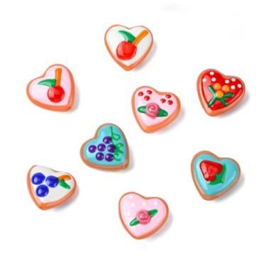 Imagem de UR URLIFEHALL 9 peças, 9 cores, coração, fruta, abajur, contas de esmalte, feitas à mão, morango, uva, amor, coração, contas para fazer você mesmo, colar, pulseira, joias