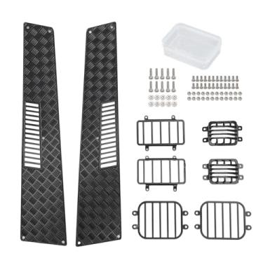 Imagem de RC Car Light Cover Set Alumínio Liga Farol Tampa Lateral Traseiro Lâmpada Guarda Kit Capa Do Motor para G500 G63 Preto 8 Peças