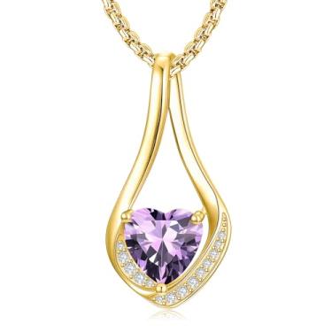 Imagem de Zoeniya Colares de pedra do mês de nascimento para mulheres, ouro amarelo/branco 18 k Forever Love, coração, infinito, joias de aniversário, presentes de aniversário para mulheres, esposa, namorada