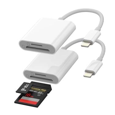 Imagem de Para leitor de cartão de iPhone, adaptador Lightning para Micro SD TF Flash 2 em 1 (pacote com 2 unidades) Acessórios de memória para Apple MFI 11 12 13 14 Pro Max X XS XR SE 7 8 Plus para iPad Air