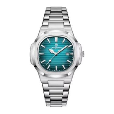 Imagem de Relógio Masculino Poedagar P613B Verde – Relógio de Luxo Original, Pulseira de Aço Inoxidável, Com Calendario, Quartzo, À Prova d’Água - Estilo Executivo