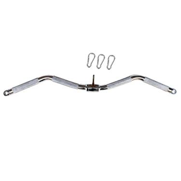 Imagem de yuhqc Barra giratória para máquina de enrolar com barra giratória para vários exercícios, barra de pressão de tríceps de aço sólido com punhos de borracha e gancho giratório (76 cm)