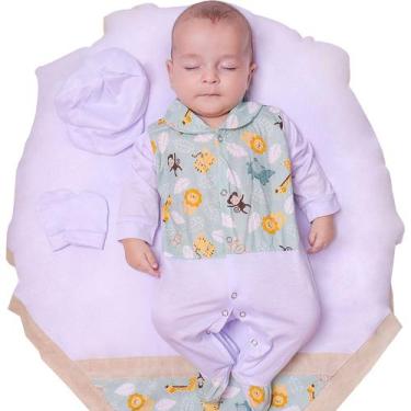 Imagem de Saída de Maternidade Menino Aconchego Safari 04 Peças P - Amora Baby, 