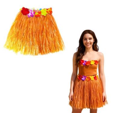 Imagem de Saia Havaiana Hula Hula Laranja - 30cm - Extra Festas