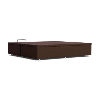 Imagem de Base para Cama Box Super King Americana com Baú Marrom e Branca - Orto