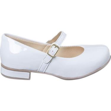 Imagem de Sapato Boneca Salto Branco Verniz Daminhas Dama Honra Social - Fashion