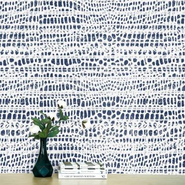 Imagem de Papel de parede Wudnaye de vinil azul/branco autoadesivo 45cm x 10m