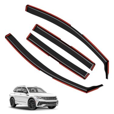 Imagem de Viseiras de janela de canal para proteção contra chuva para Volkswagen Tiguan 2018-2025 (2018-2025) – defletores de ventilação de policarbonato fumê escuro com canal de 4 peças