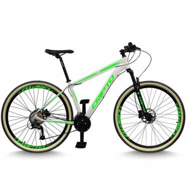 Imagem de Bicicleta Aro 29 Cripto 24 Marchas Freios Disco E Suspensão Pneu Bege - Branco/verde - 19&quot; Branco/verde