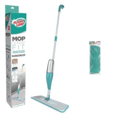 Imagem de Flash Limp Mop Spray com Refil Extra, Limpador para Pisos Frios e Madeira, Verde e Branco