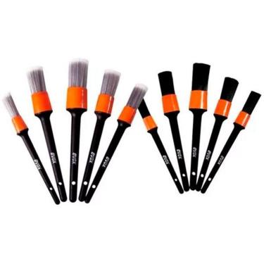 Imagem de Kit 5 Pinceis Detalhamento Automotivo Interno Externo Evox