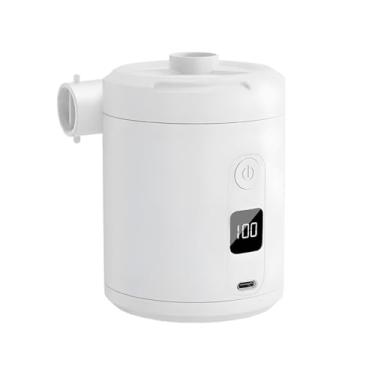 Imagem de UGPLM Bomba de ar elétrica, inflador e desinflador, recarregável para acampamento ao ar livre, portátil para colchões, almofadas e colchões infláveis, Branco