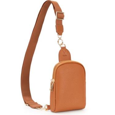 Imagem de Yeeits Bolsas transversais de couro para mulheres, bolsa tiracolo pequena de viagem, bolsa organizadora de pochete, Marrom, Small