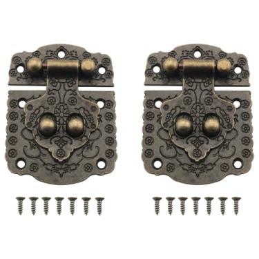 Imagem de ZZLZX 2 peças, caixa de madeira vintage, fivela quadrada, 14 parafusos, caixa de presente para vinho, caixa de joias, caixa de artesanato, mini armário para decoração de mala