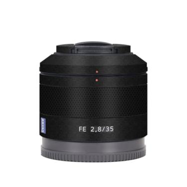 Imagem de Adesivo de câmera antiarranhões com tampa de lente para Sony FE 35 mm F2.8 Película protetora decalque 35 2.8 (fibra de armadura preta)
