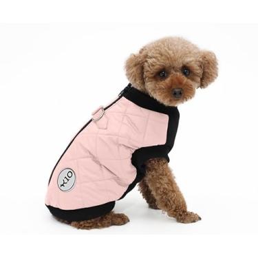 Imagem de K10 Casaco Quiltee - Quente Para Cães Com Coleira, Resistente À Água, Argola, Arnês Em D Embutido, Colete Forrado De Lã, Mais Leve Que Um Suéter (Xxxs, Rosa Bebê)