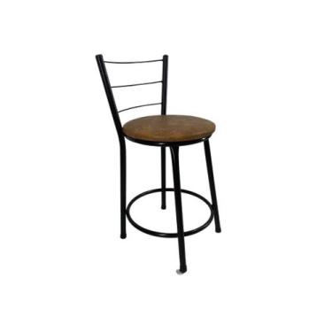 Imagem de Banqueta Baixa Encosto Estofada Bar Balcão Cozinha Preto - FortMix, Ma