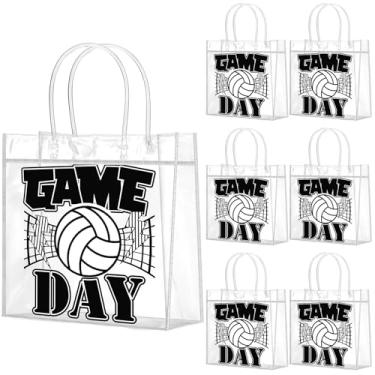 Imagem de Wesnoy Peças, lembrancinhas de festa de vôlei, sacolas de presentes de futebol com alças reutilizáveis com tema esportivo para doces suprimentos de festa de aniversário 20 x 20 x 8 cm