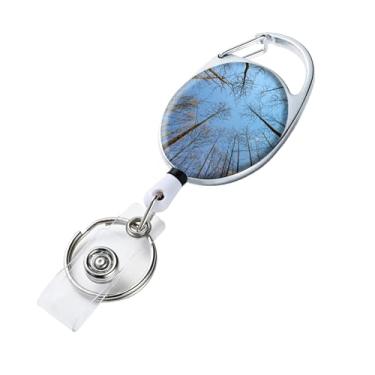 Imagem de Carretel de crachá retrátil, formato oval, dupla face, padrão de impressão colorida, porta-cartões de carretel de crachá de plástico leve com chaveiro clipe de cinto para enfermeira, professor