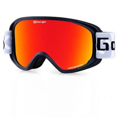 Imagem de GoLight Óculos de esqui, óculos de snowboard para homens e mulheres, lentes cilíndricas antiembaçamento 100% de proteção UV OTG, para snowmobile esqui, patinação, armação preta, Revo vermelho