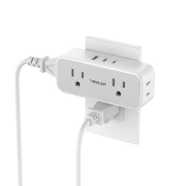 Imagem de Protetor de sobretensão, extensor de saída TESSAN com 4 saídas, 3 USB
