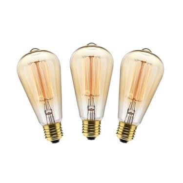 Imagem de Kit 3 Lâmpadas ST64 Vintage Filamento Carbono 40w Âmbar 110V - Elgin