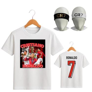 Imagem de Camisa Infantil Cristiano Ronaldo + Duas Faixas Testeira - RF SPORTS, 