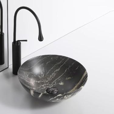 Imagem de Pia De Vaso De Banheiro De Cerâmica Mini Lavatório De Bancada Redondo Fácil De Instalar Bacia De Arte Pia De Limpeza Fácil Para Banheiro Banheiro De Hóspedes Restaurante, F, 42x42x14cm