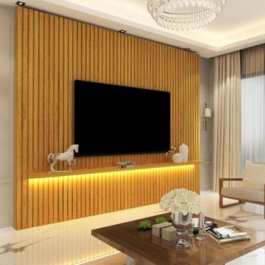 Imagem de Painel para Tv até 85 Polegadas 230cm Ripado Nobre Gelius, Ripado Natu