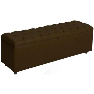 Imagem de Baú Recamier Rominha Couro Marrom 160 cm - TNA Decor